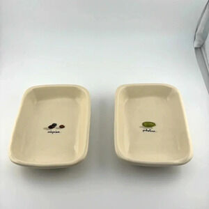 rae dunn olive dishes ceramic set of 2